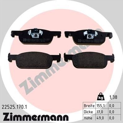 Тормозные колодки Zimmermann. Артикул 22525.170.1
