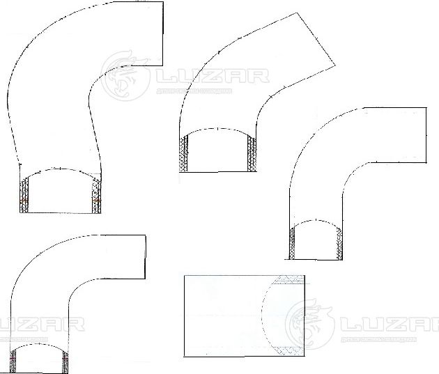 Патрубок радиатора (системы охлаждения) Luzar (MVG (кремнийорганический каучук)) для ГАЗ ГАЗель 1993-2010. Артикул LPK 0306s
