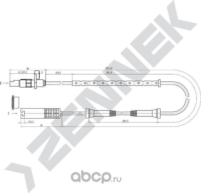 Датчик ABS задний левый/правый BMW 5 E39 95-04 (Zennek). Артикул DAS0036