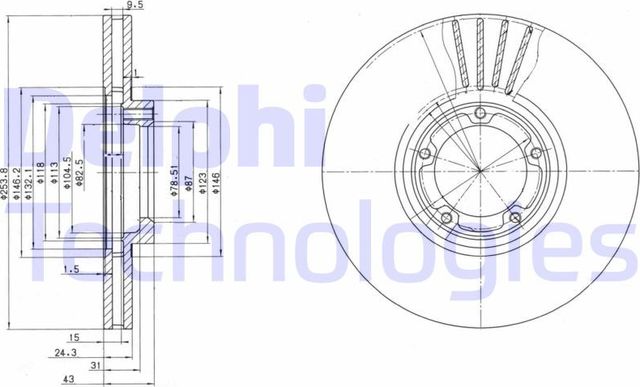 Тормозной диск Delphi. Артикул BG3365