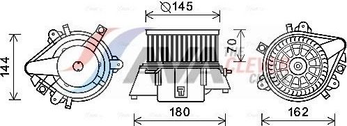 Вентилятор, мотор печки (отопителя) салона AVA (полимерный материал). Артикул FT8437