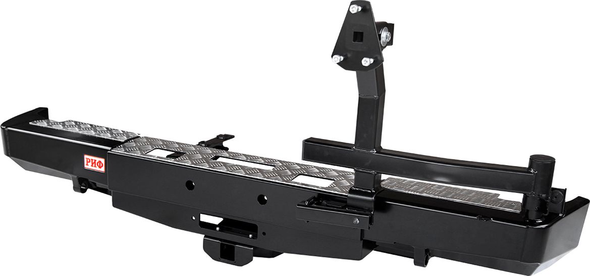 Бампер силовой РИФ задний с площадкой под лебёдку, квадратом под фаркоп и калиткой стандарт для ГАЗ Соболь 22177, 27527 1998-2026. Артикул RIFGAZ-20123