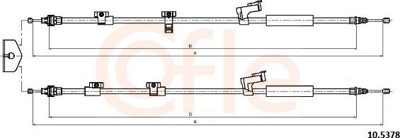 Трос ручника (тросик ручного тормоза) Cofle задний для Ford C-MAX II 2010-2019. Артикул 92.10.5378