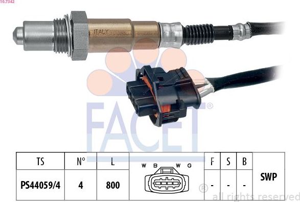 Лямбда-зонд (кислородный датчик) Facet Made in Italy - OE Equivalent для Saab 9-3 II 2004-2015. Артикул 10.7342