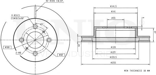 Диск тормозной (Unio). Артикул BRD-20073