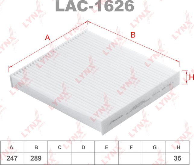 Салонный фильтр LYNXauto. Артикул LAC-1626