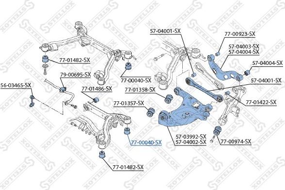 Сайлентблок заднего рычага подвески Stellox задний правый/левый для SEAT Exeo 2009-2013. Артикул 77-00040-SX