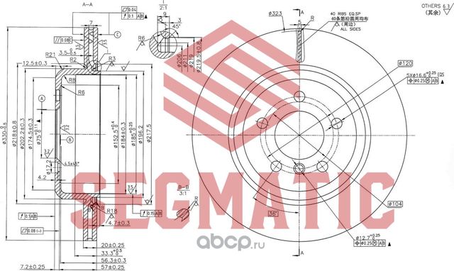 SBD30093220 Диск тормозной зад. для ам BMW 5 (10-), D=330mm (Segmatic). Артикул SBD30093220