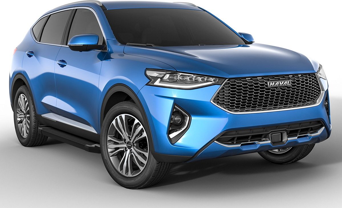Пороги алюминиевые Rival Black для Haval F7x 2019-2026. Артикул F180ALB.9403.1