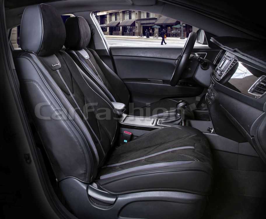 Чехлы универсальные каркасные CarFashion 5D Start на передние сидения авто, цвет Черный/Черный/Темно-серый. Артикул 21067