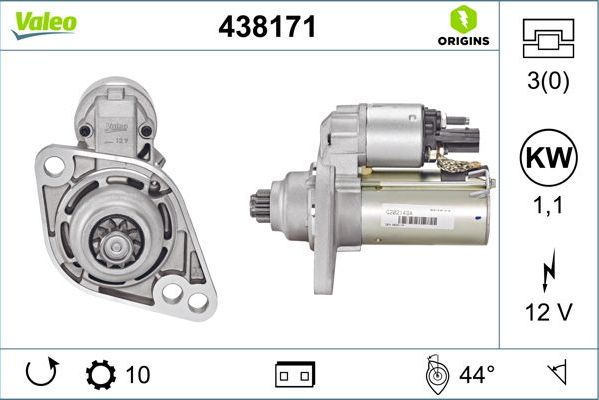 Стартер Valeo Origins New для Audi A1 I (8X) 2011-2015. Артикул 438171