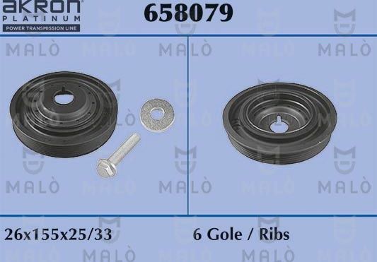 Шкив коленвала Malo для Nissan Kubistar X76 2003-2004. Артикул 658079