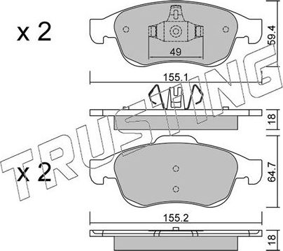 Тормозные колодки Trusting передние для Renault Fluence I 2010-2017. Артикул 833.0