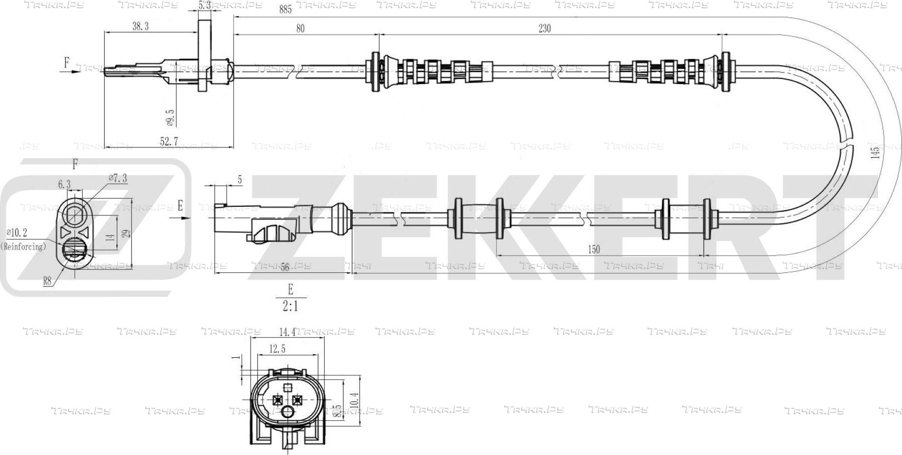 Датчик ABS Zekkert передний/задний для Fiat Ducato III 2006-2026. Артикул SE-6186
