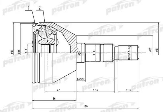 Шрус наружный (граната) Patron. Артикул PCV1505
