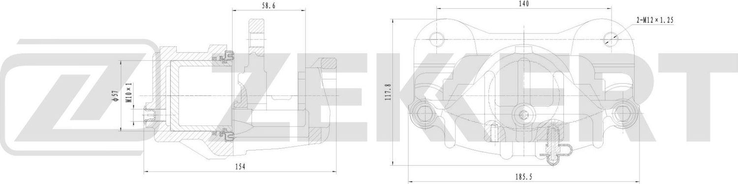 Тормозной суппорт Zekkert (Чугун). Артикул BS-8322