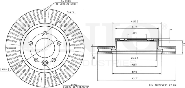 Диск тормозной (Unio). Артикул BRD-20275