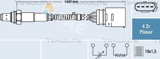 Лямбда-зонд (кислородный датчик) FAE правый для Audi A6 allroad I (C5) 2000-2004. Артикул 77407