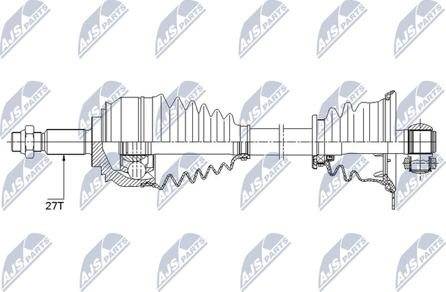 Полуось (привод в сборе, приводной вал) NTY передняя левая для Renault Espace IV 2002-2015. Артикул NPW-RE-153
