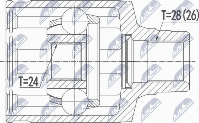 Шрус внутренний (граната) NTY передний правый для Mazda 5 I (CR) 2005-2010. Артикул NPW-MZ-065