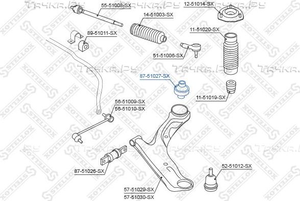 Сайлентблок переднего рычага подвески Stellox. Артикул 87-51027-SX