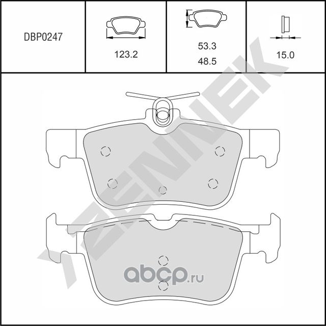 Колодки тормозные дисковые задние FORD EDGE 15->, GALAXY 15 (Zennek). Артикул DBP0247