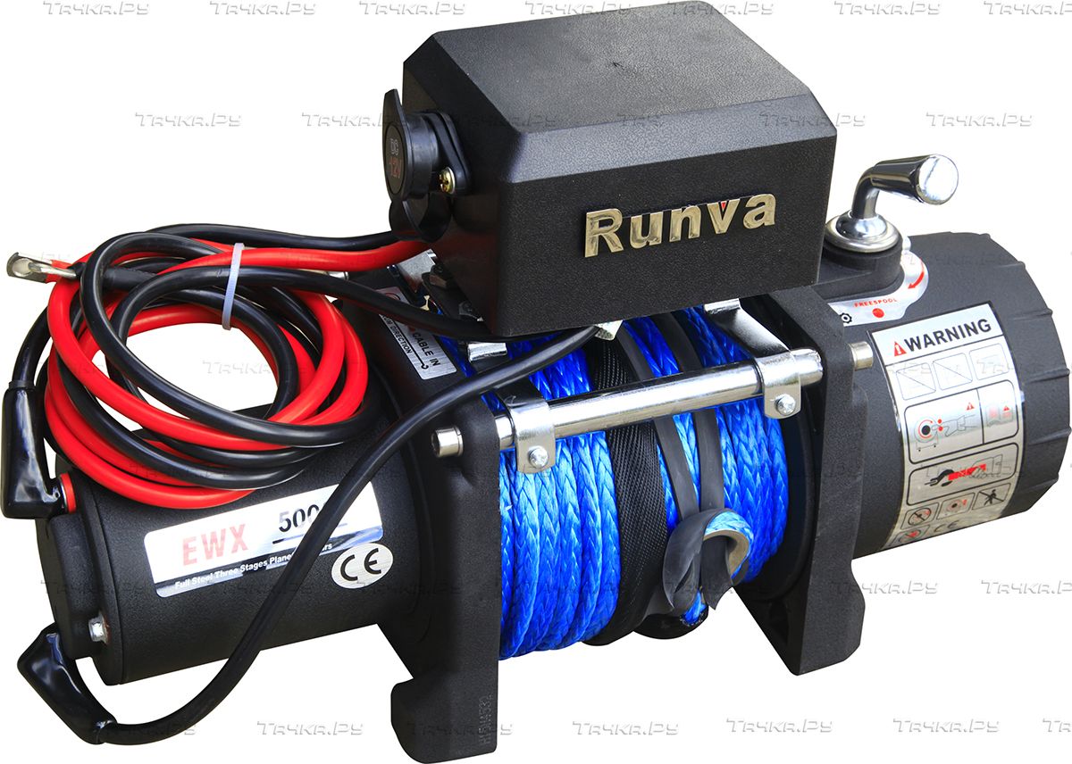 Лебёдка электрическая 12V Runva 5000 lbs 2268 кг (синтетический трос). Артикул EWX5000SR