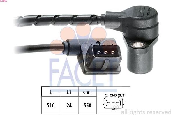 Датчик положения коленвала Facet Made in Italy - OE Equivalent. Артикул 9.0065