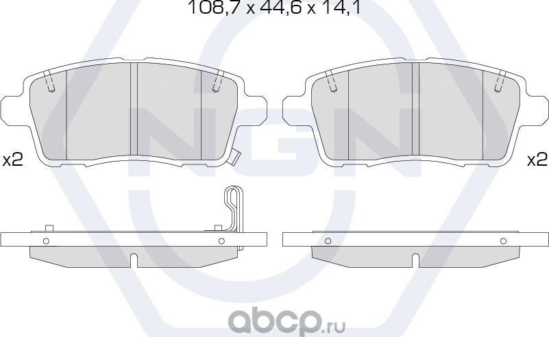Колодки тормозные керамические, задние (NGN). Артикул 3502224