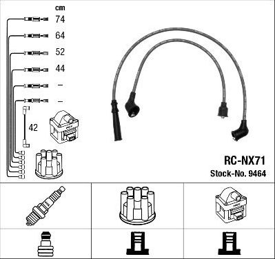 Высоковольтные провода (провода зажигания) (комплект) NGK для Nissan Cherry IV (N12) 1982-1986. Артикул 9464
