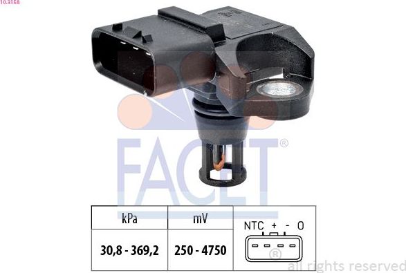 Датчик абсолютного давления (ДАД, MAP) Facet Made in Italy - OE Equivalent. Артикул 10.3158