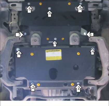 Защита Мотодор для радиатора, картера, переднего дифференциала Toyota Hiace H200 2004-2024. Артикул 12515