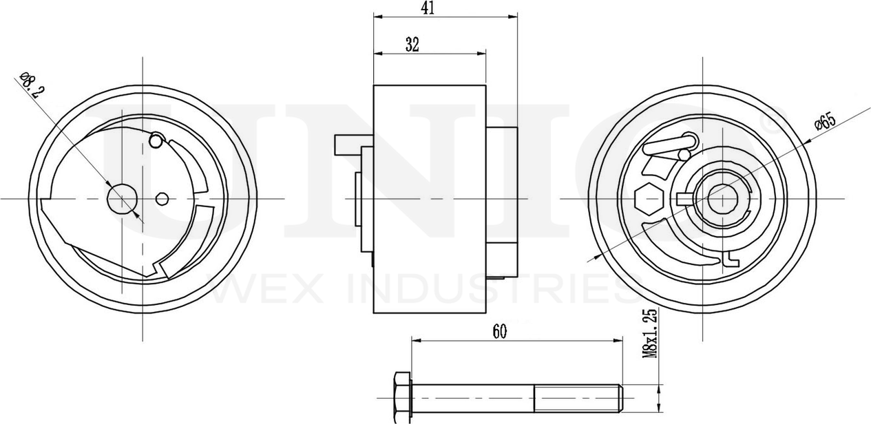 Ролик зубчатого ремня ГРМ натяжной (Unio). Артикул TNS-10212