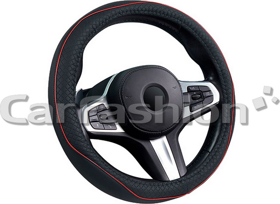 Оплётка на руль CarFashion Club S (размер S, экокожа, цвет ЧЕРНЫЙ/КРАСНЫЙ). Артикул 31683