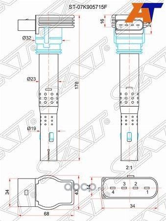 КАТУШКА ЗАЖИГАНИЯ VAG A1A3A5A6Q5OCTAVIASUPER (SAT). Артикул ST07K905715F