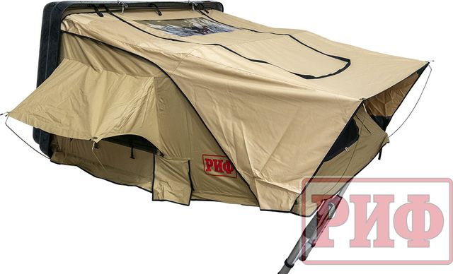 Палатка на крышу автомобиля РИФ Hard RT03-140, корпус черный, тент песочный. Артикул RIFRT0314060900