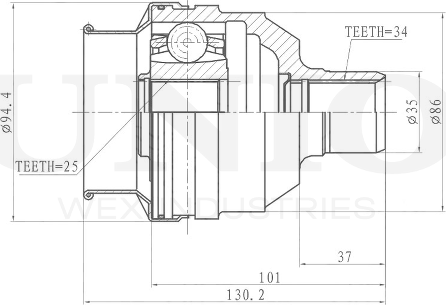 ШРУС внутренний (Unio). Артикул CVJ-30033