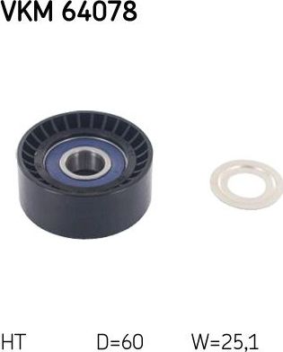 Натяжной ролик (натяжитель) приводного поликлинового ремня SKF для Mazda 6 III (GJ) 2012-2026. Артикул VKM 64078