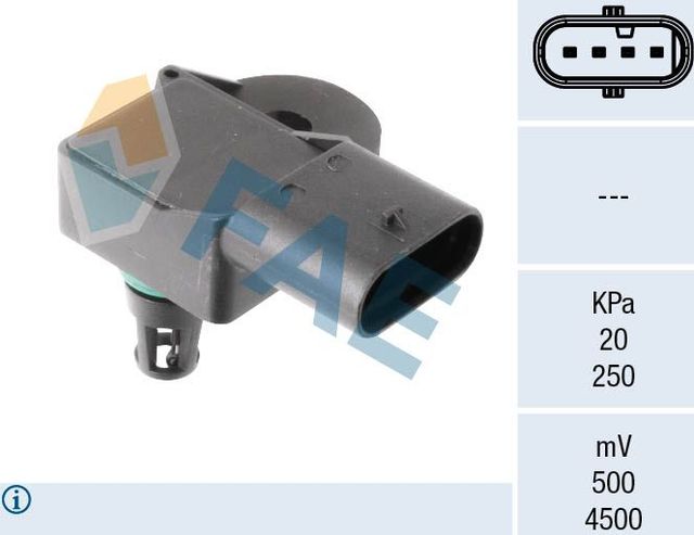 Датчик абсолютного давления (ДАД, MAP) FAE для Citroen Grand C4 SpaceTourer 2018-2019. Артикул 15179