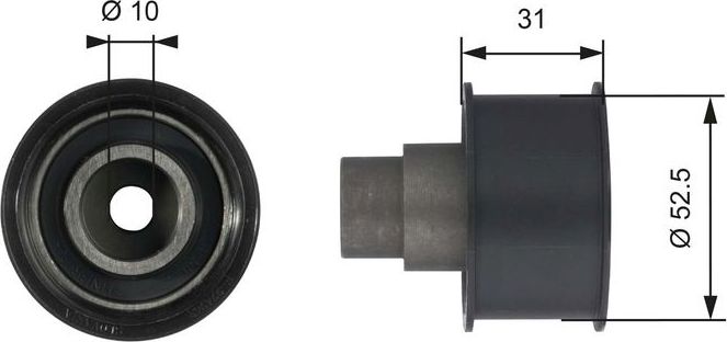 Направляющий (ведущий) ролик ремня ГРМ Gates (Металл). Артикул T42080