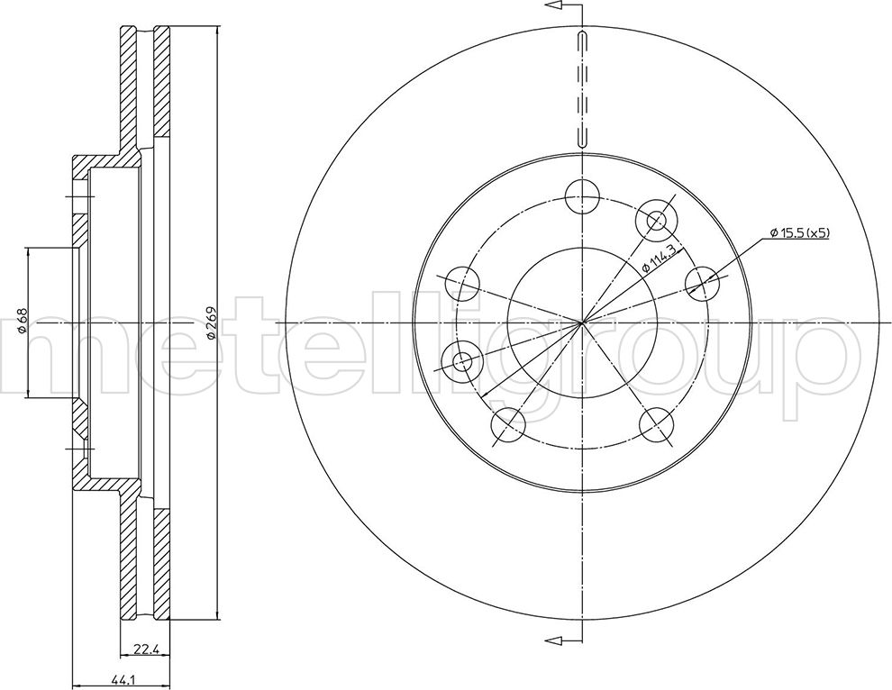 Тормозной диск Metelli. Артикул 23-1288C