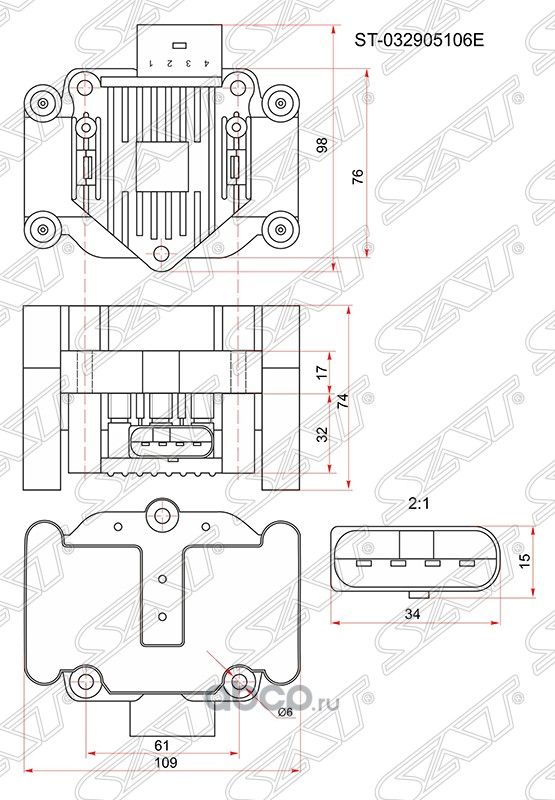 Катушка зажигания VAG A2A3A4FABIAOCTAVIASUPPE (SAT). Артикул ST032905106E