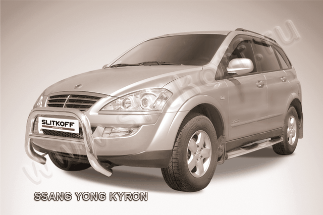 Кенгурятник Slitkoff низкий d76 для SsangYong Kyron 2005-2015. Артикул SYK002