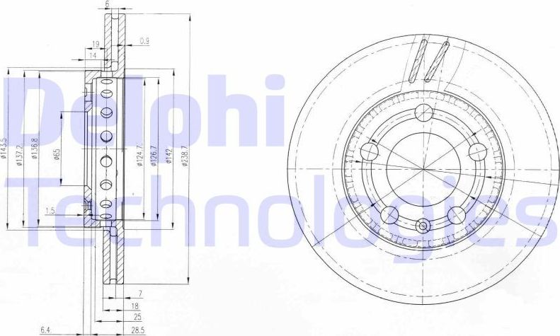 Тормозной диск Delphi. Артикул BG3695