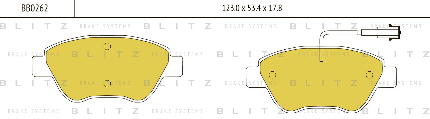 Колодки тормозные дисковые передние FIAT Gande Punto/Doblo/Idea/Stilo 2001 (Blitz). Артикул BB0262
