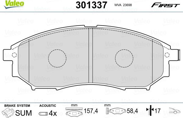 Тормозные колодки Valeo First. Артикул 301337