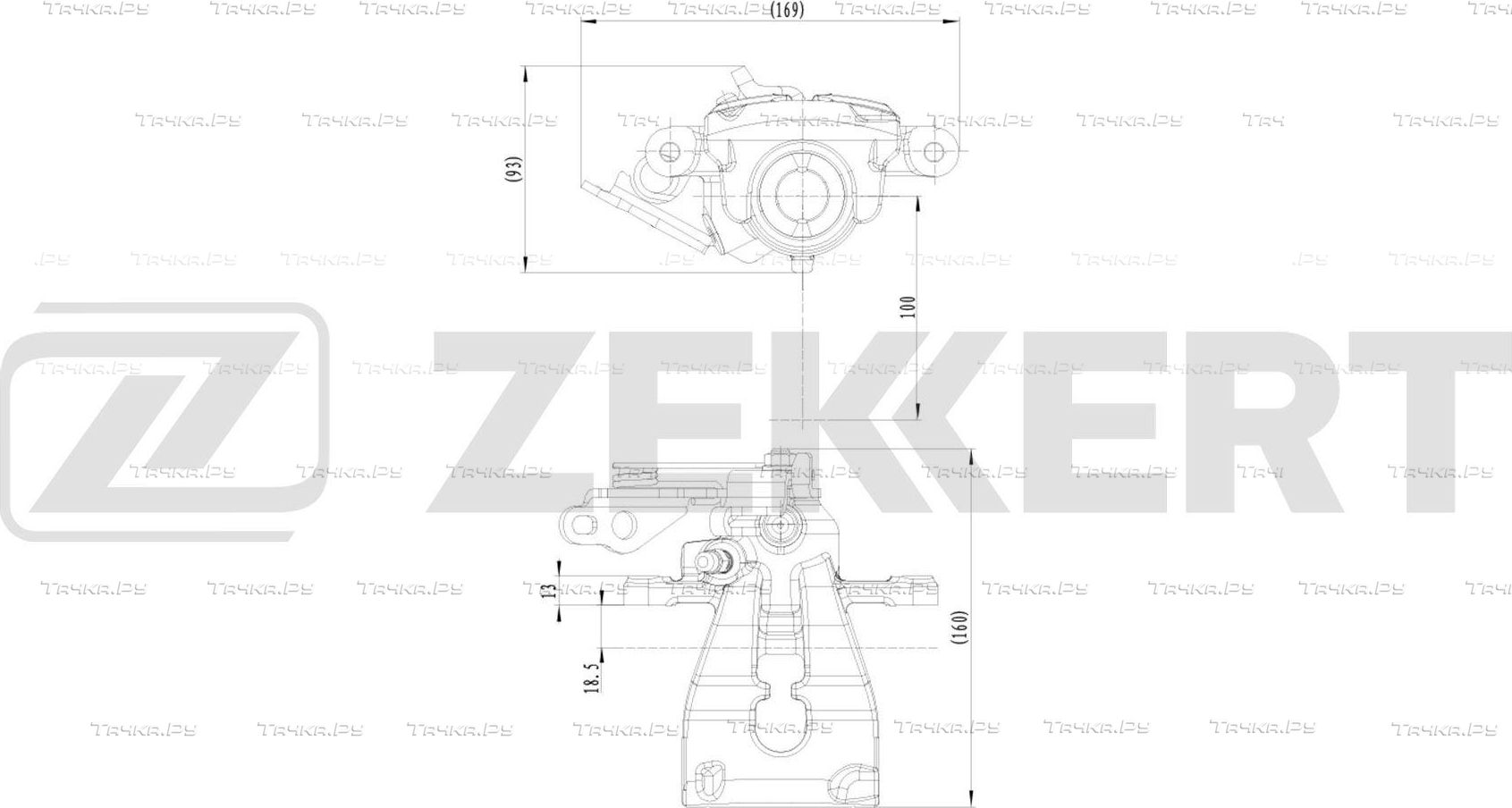 Тормозной суппорт Zekkert (Чугун) задний левый для Ford Focus II 2005-2012. Артикул BS-8358