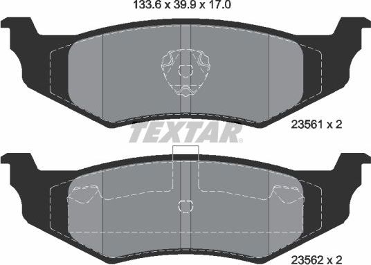Тормозные колодки Textar Q+ задние для Dodge Intrepid II 1997-2004. Артикул 2356102