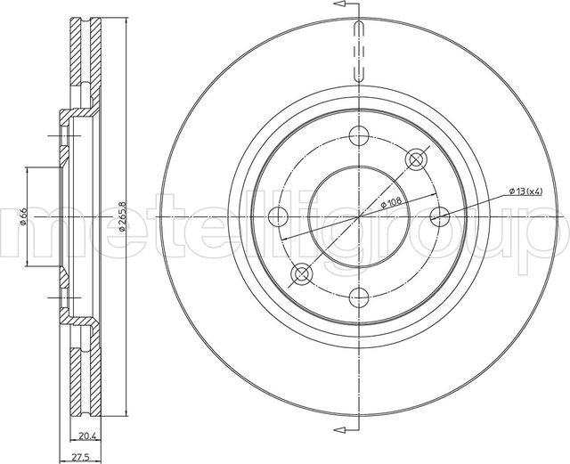 Тормозной диск Metelli. Артикул 23-0191
