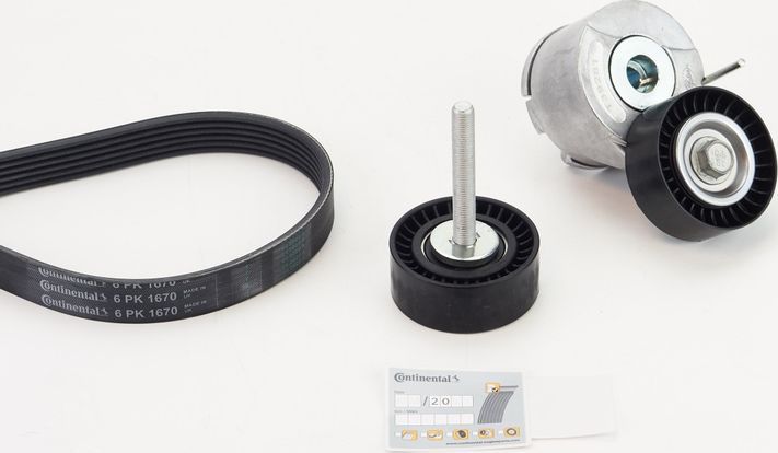 Приводной ремень поликлиновой с роликами (комплект) ContiTech. Артикул 6PK1670K1